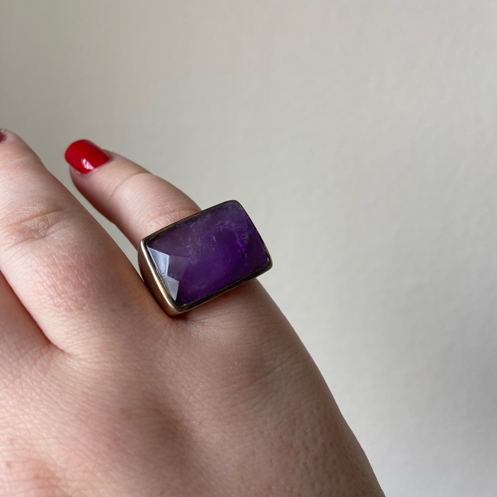 Sterling silver ring amethyst size 8 US